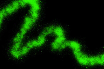 Yellow powder exploding on black background