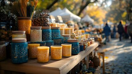 Scenic Autumn Market Stall With Candles