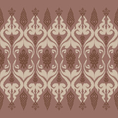 Ikat seamless pattern, geometric design, motif ethnic handmade, Ikat ethnic tribal, boho colors seamless wallpaper. Ethnic Ikat abstract background art, greeting cards, printing products.