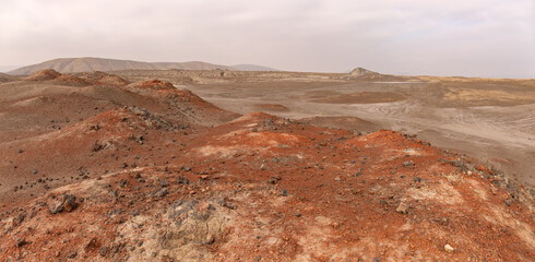 Burnt volcanic rock near the mud volcanoes near the village of Alyat.  Azerbaijan.