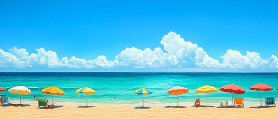 Capture a vibrant beach scene at eye-level