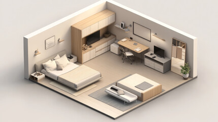 3D isometric room
