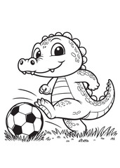 Crocodile football children coloring page 