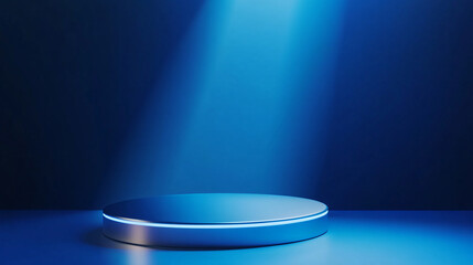 Neon blue lighting product display stage background