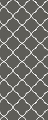 A stylish geometric pattern featuring intricate white designs on a dark gray background, ideal for wallpaper or fabric.