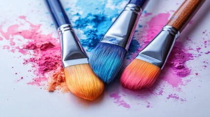 Fototapeta premium Vibrant Paintbrushes and Colorful Strokes in Artistic Action