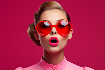 Fashionable Woman with Sunglasses and open mouth