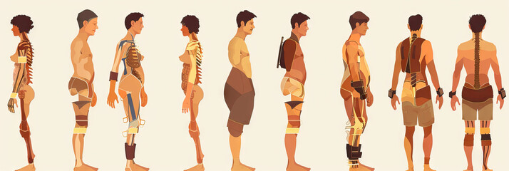 Spina Bifida Spectrum: Medical background in warm shades of brown, showcasing the varied effects of spina bifida on individuals.