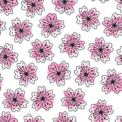 Flower pattern background. cherry blossom pattern background. Flower Doodle pattern. Flower seamless pattern background. Floral pattern seamless. 