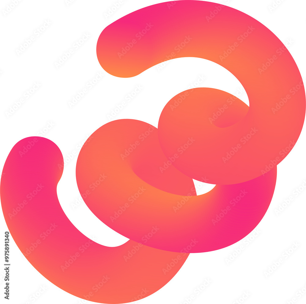 Poster 3d gradient shape. abstract pink colored fluid swirl element. wavy blend spiral object. dynamic orga