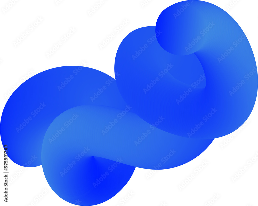 Poster 3d gradient shape. abstract blue colored fluid swirl element. wavy blend spiral object. dynamic orga
