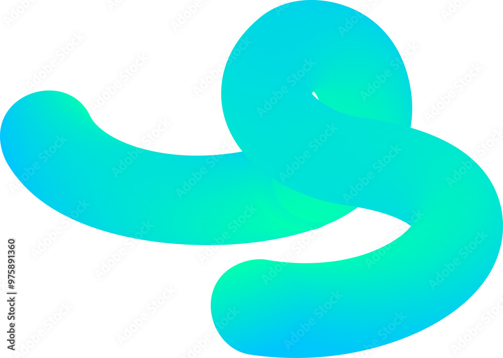 Poster 3d gradient shape. abstract blue colored fluid swirl element. wavy blend spiral object. dynamic orga