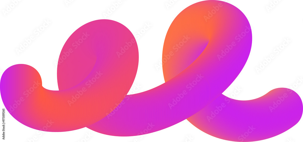 Poster 3d gradient shape. abstract pink colored fluid swirl element. wavy blend spiral object. dynamic orga