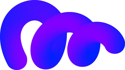 3D gradient shape. Abstract purple colored fluid swirl element. Wavy blend spiral object. Dynamic organic neon stroke. Bright gradation stripe