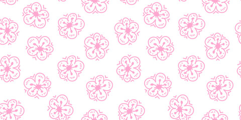 Flower pattern background. cherry blossom pattern background. Flower Doodle pattern. Flower seamless pattern background. Floral pattern seamless. 