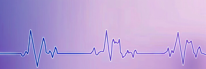 EKG Essentials: A simple electrocardiogram tracing in blue, against a calming lavender background, showcasing heart rhythm stability.