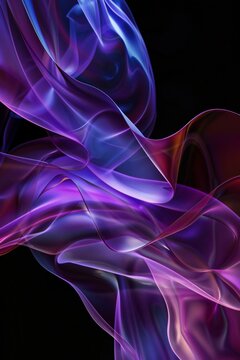 Abstract purple and blue smoke. Purple and blue flowing, abstract shapes on a black background.