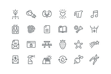 Abs abdominal muscles bodybuilding, set of icons for web