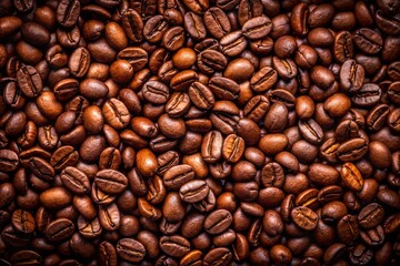 Close-Up of Roasted Coffee Beans in a Rich Brown Tone