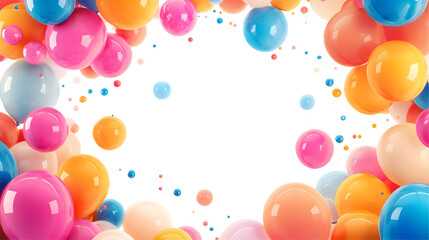 Colorful balloons frame isolated on transparent background