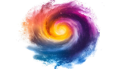 Colorful spiral galaxy isolated on transparent background