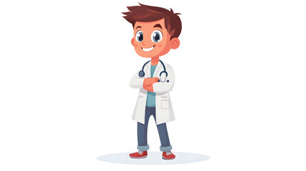Flat cartoon of A doctor boy isolated on transparent background