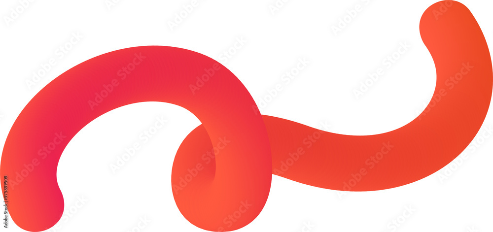 Poster 3d gradient shape. abstract red colored fluid swirl element. wavy blend spiral object. dynamic organ