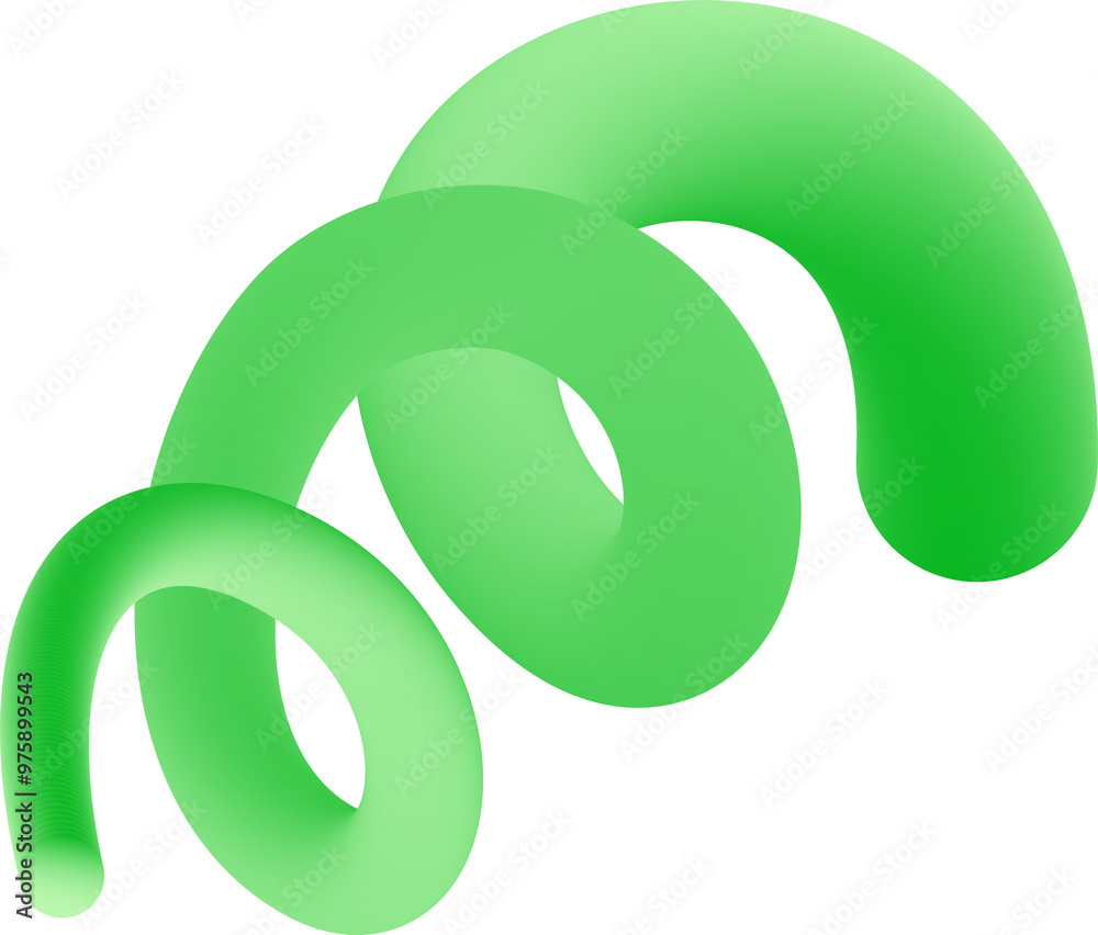 Poster 3d gradient shape. abstract green colored fluid swirl element. wavy blend spiral object. dynamic org