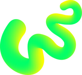 3D gradient shape. Abstract green colored fluid swirl element. Wavy blend spiral object. Dynamic organic neon stroke. Bright gradation stripe