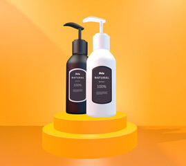 set of cosmetic bottles