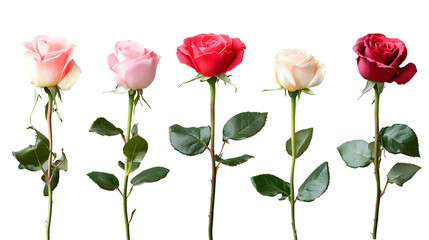 Set of Rose isolated on transparent background