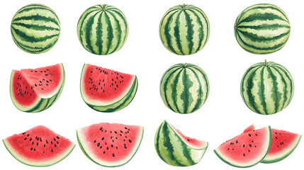 Set of Watermelon isolated on transparent background