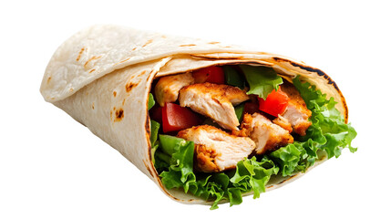 Taco Mexican wrap with chicken isolated on transparent background