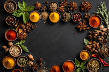 Variety of spices on the table 