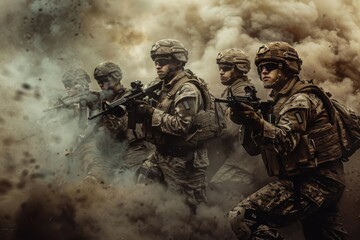 Fototapeta premium Scenes of War and Conflict in a Combat Zone