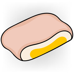 cartoon illustration doodle image object icon, fried flour filled with egg