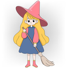 little girl costume party is pretending to be a witch