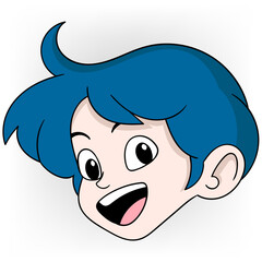 man head with face laughing happily