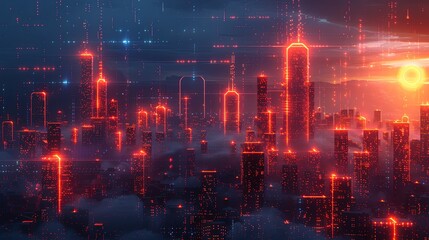 Naklejka premium NFT virtual land is an own-able area of digital land on a metaverse platform, NFT real estate is parcels of virtual land minted on the blockchain, conceptual illustration