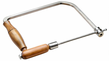 Durable coping saw with a U-shaped frame and comfortable grip.