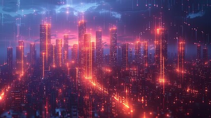 Fototapeta premium NFT virtual land is an own-able area of digital land on a metaverse platform, NFT real estate is parcels of virtual land minted on the blockchain, conceptual illustration