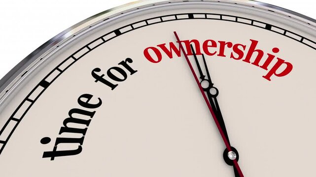 Time for Ownership Clock Take Action Now Control Responsibility 3d Animation