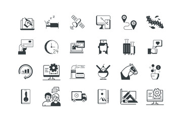 Big data icon, Card payment icon, Caterpillar icon, Cookroach icon, vector illustration, music and icons set