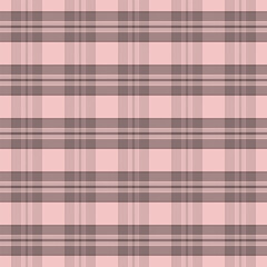 Plaid with twill weave repeat pattern in pink and brown.Gingham seamless pattern with stripes.Checkered tartan Geometric graphic vector illustration background.