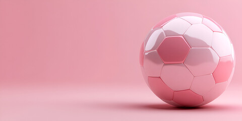 Fototapeta premium Pink Soccer Ball on Blurred Pink Background with Ethereal Feel