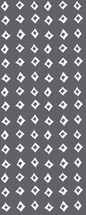 A repeating pattern of diamond shapes in white on a grey background, creating a visually striking graphic design.