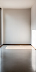 Spacious modern interior with minimalist design and natural light illuminating bare wall and polished floor in a calm environment