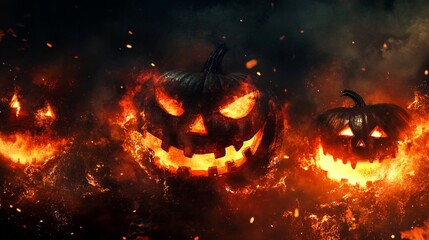 Naklejka premium Abstract Dark Halloween Hell Fire Flyer