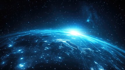 3D Communication technology for internet business. Global world network and telecommunication on earth, Generative Ai