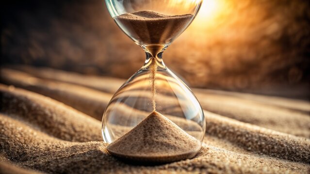 Stunning hourglass capturing the flow of time with golden sand and warm light